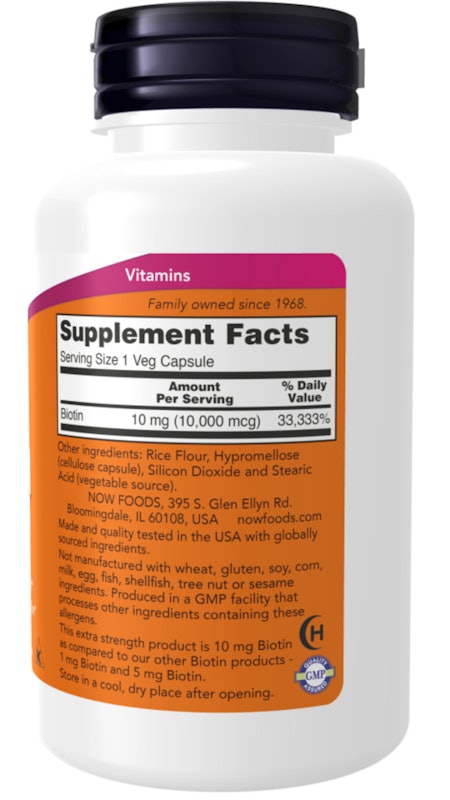 Biotin 10 mg Extra Strength Now Foods 3