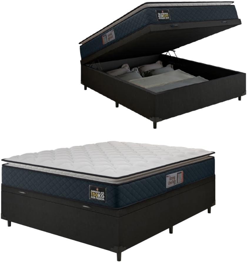 Cama Box Baú Casal Colchão Espuma D45 Pillow Top Strong 1
