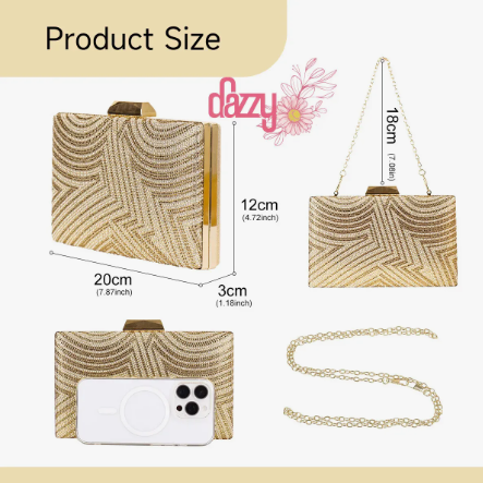 Bolsa Clutch Festa Feminina Dourado 5