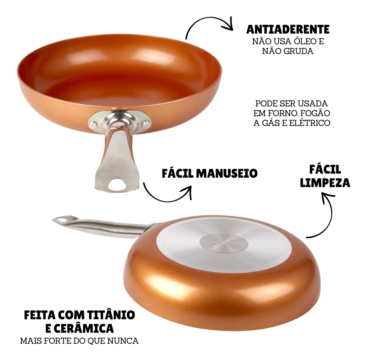 Frigideira Antiaderente Cerâmica e Cobre/Titânio 2