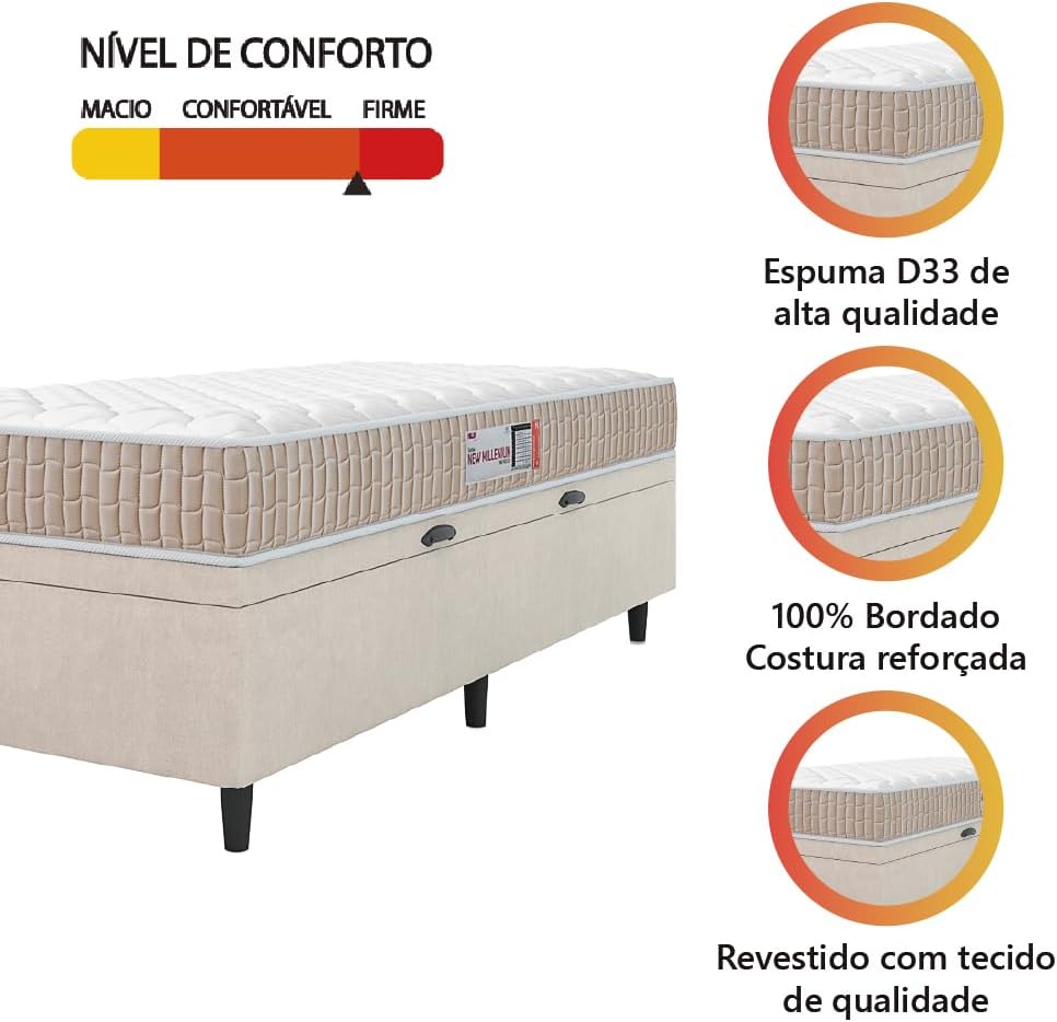 Cama Box Baú Colchão Solteiro Espuma D33 New Millenium 4