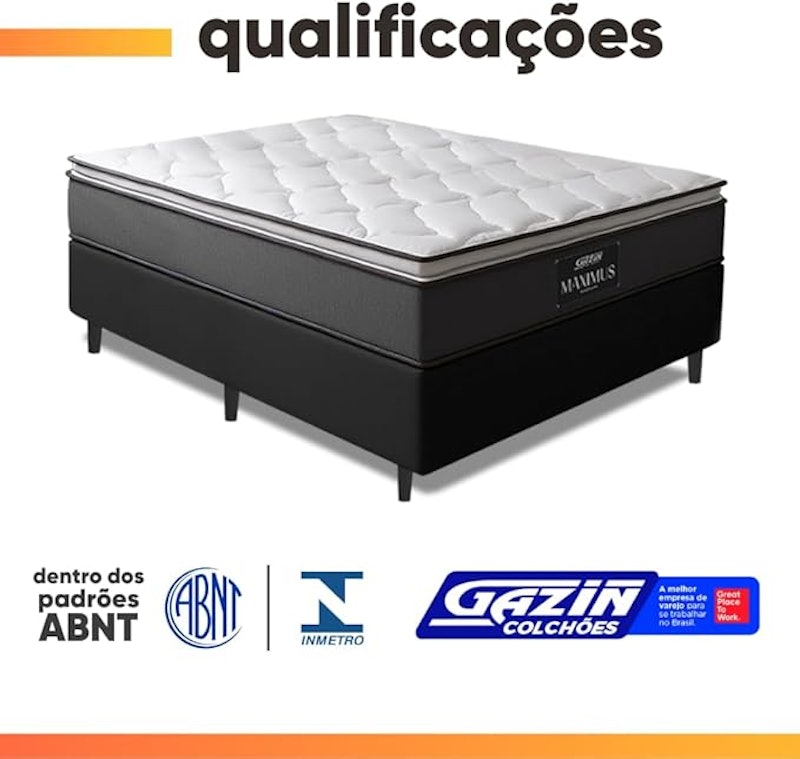 Cama Box Casal Colchão Gazin Molas Ensacadas Pillow Maximus 5