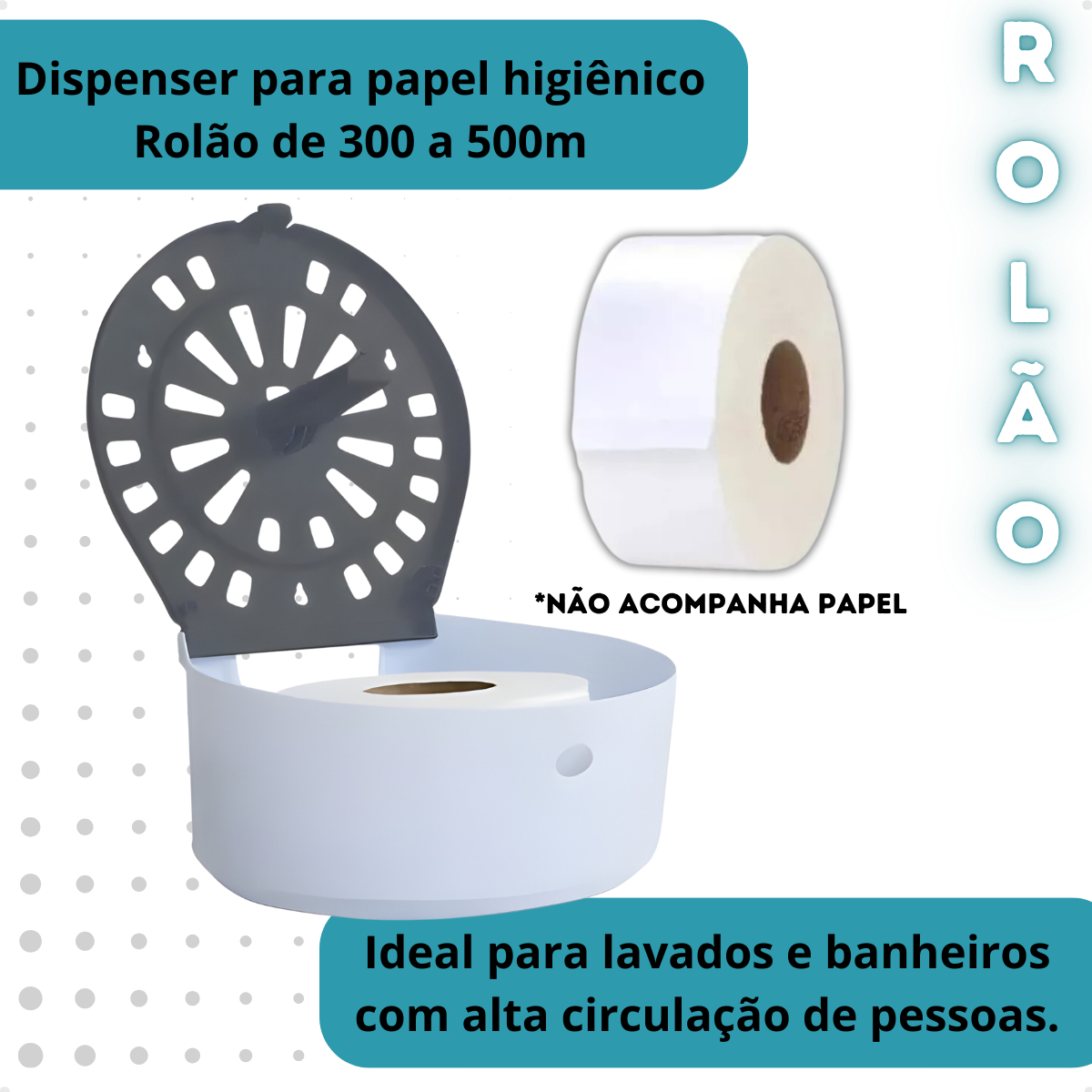 Dispenser Porta Papel Higiênico Rolão Nobre New Classic Branco 2