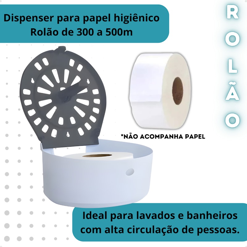 Dispenser Porta Papel Higiênico Rolão Nobre New Classic Branco 2