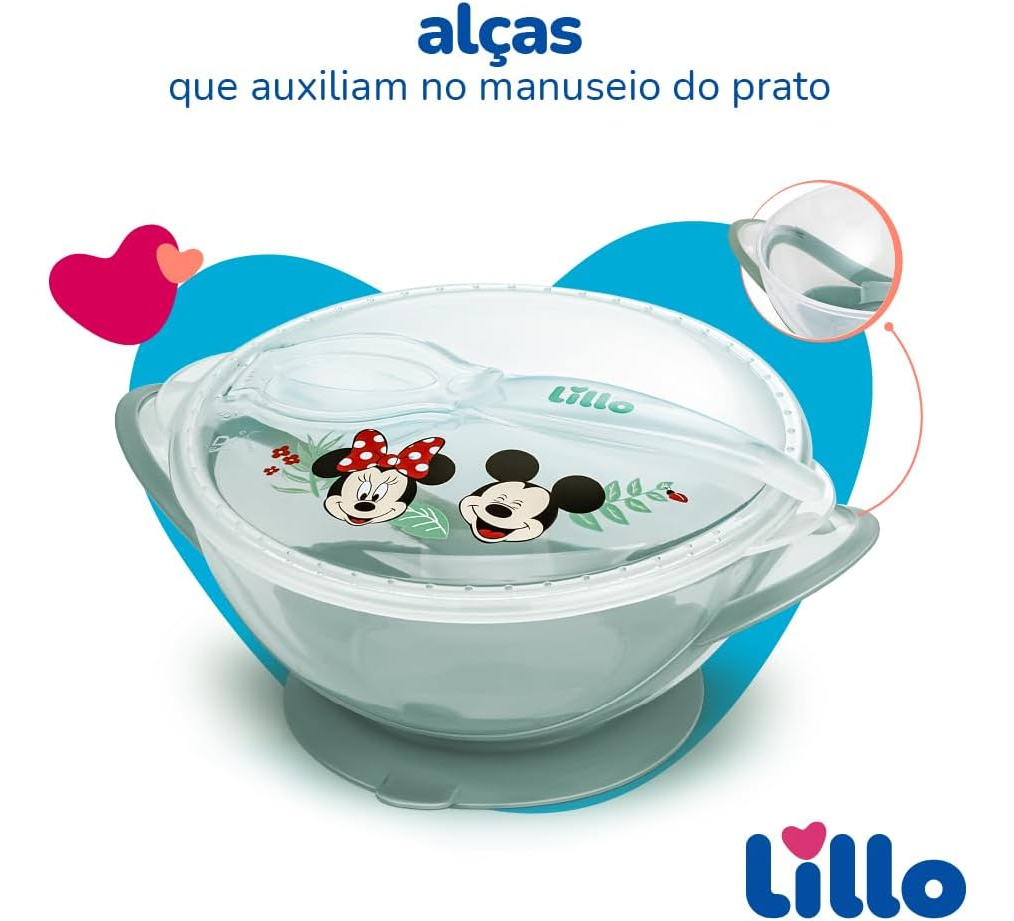 Prato Bowl com Ventosa e Colher Disney 3