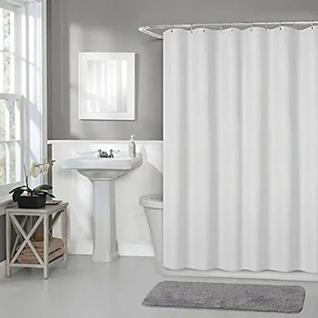 Cortina Box Banheiro Branca PVC Antimofo Resistente 2