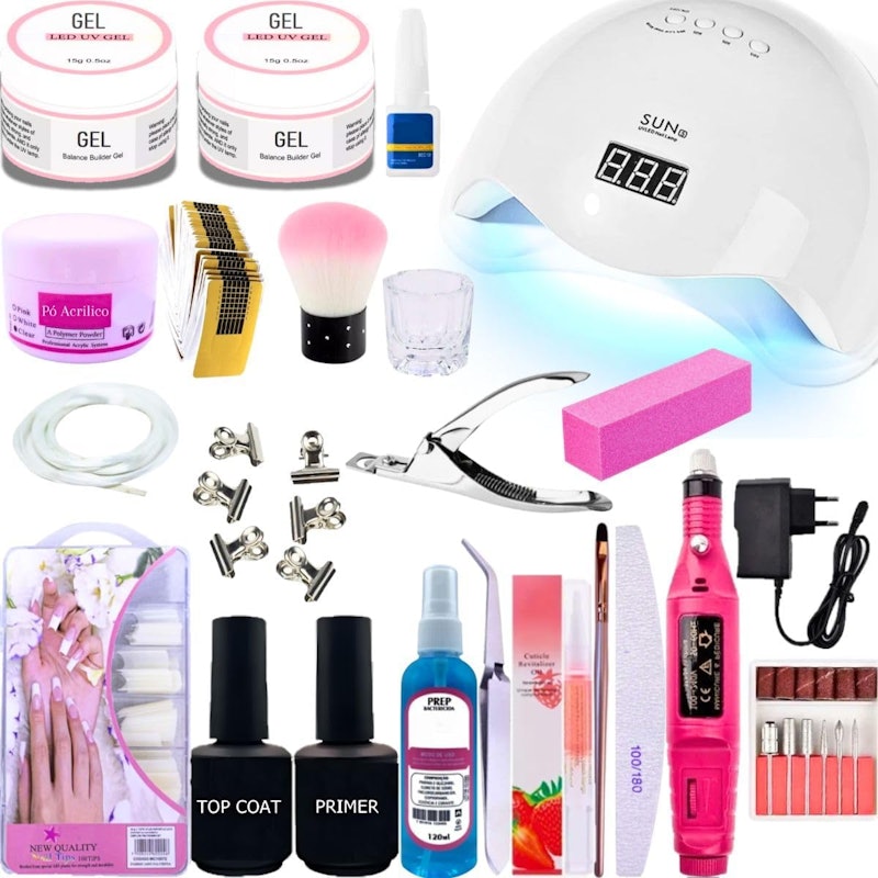 Kit Unhas Gel Acrigel Alongamentos Cabine Lixadeira Completo 1