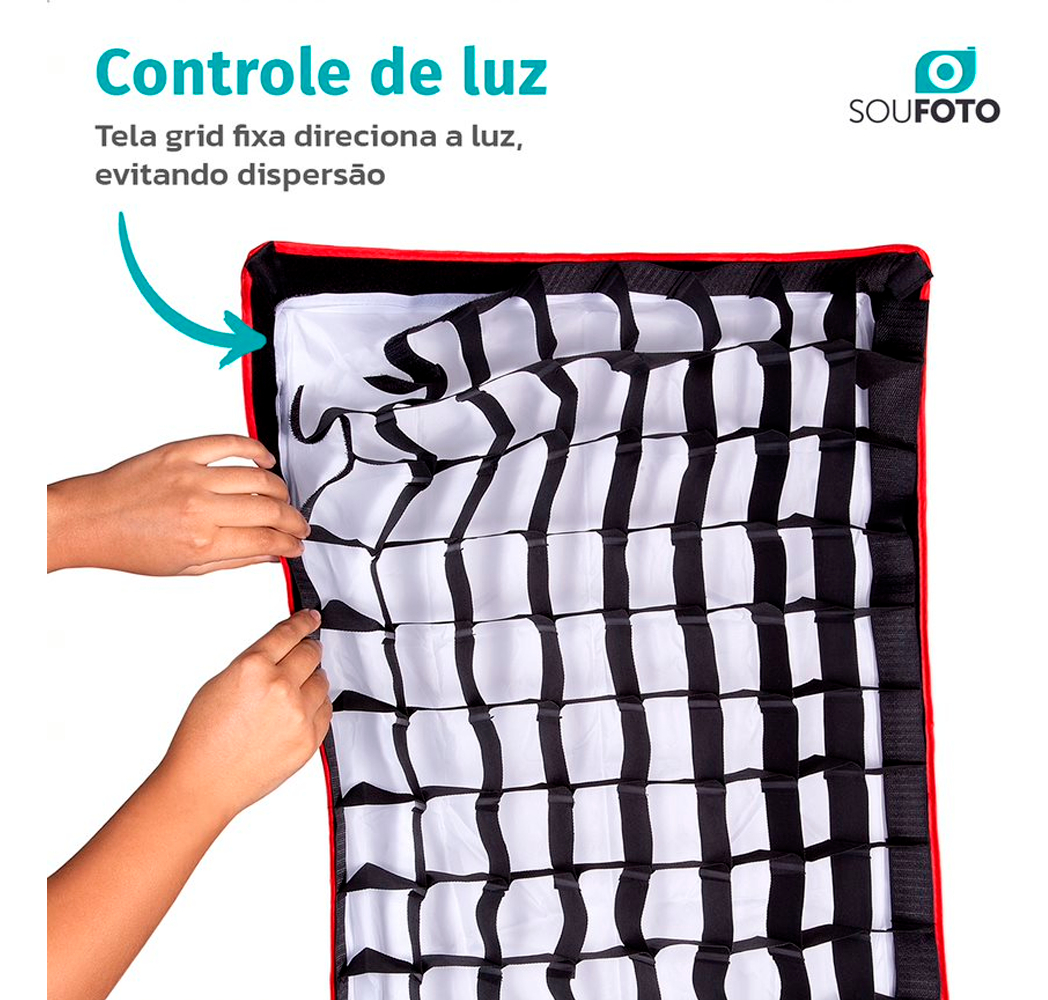 Kit de Luz para Gravar Vídeo Profissional com Softbox com Tripé e Tela Grid Sou Foto 4