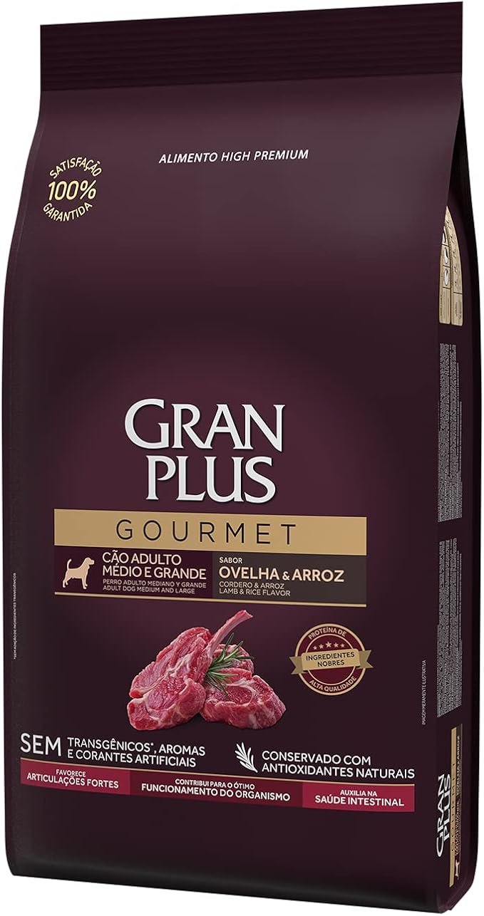 Ração GranPlus Gourmet Cão Adulto Médio e Grande Sabor Ovelha e Arroz 2