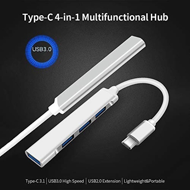 Hub 4 em 1 Multifuncional Tipo C para USB 3.0 3