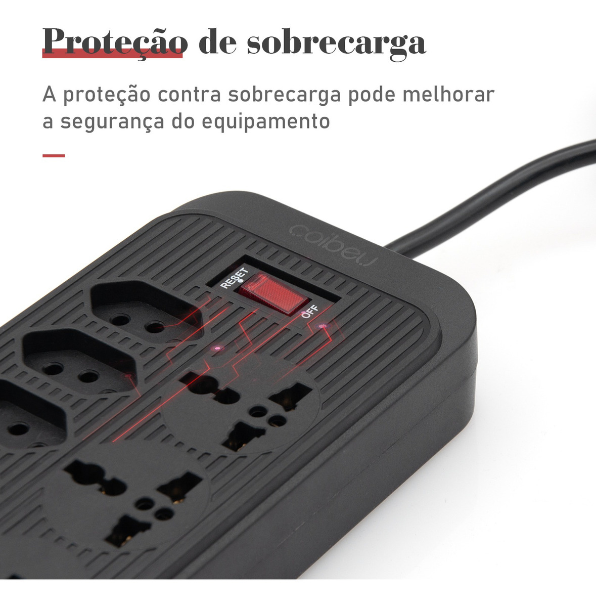 Extensão de Aparelho Coibeu com 5 Plugues e 2 USB Tipo C 3