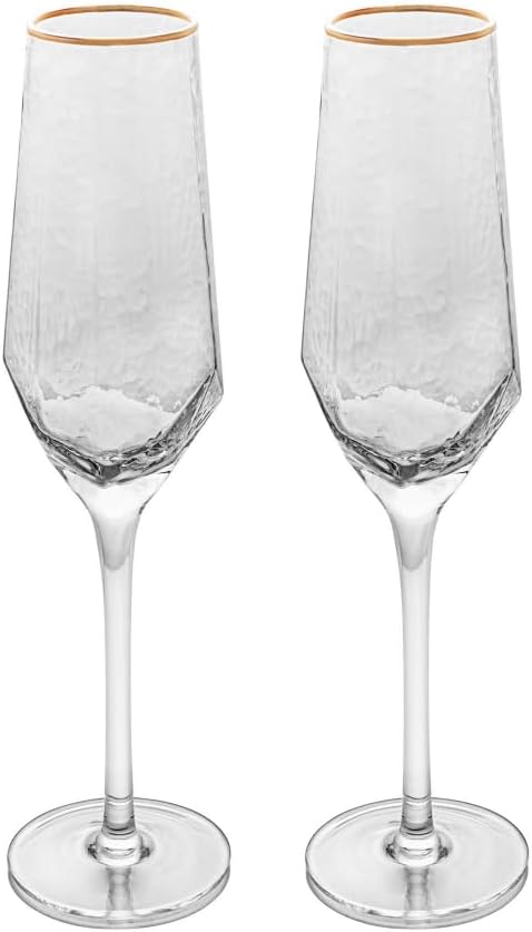Conjunto 2 Taças de Champagne Taj com Fio de Ouro 1