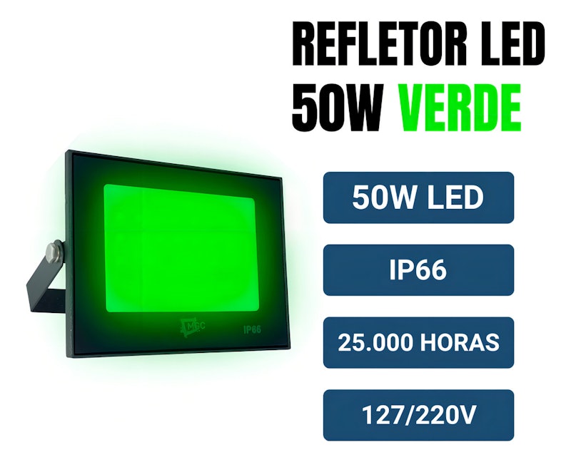 Refletor Led Holofote 50 W Luz Verde 3
