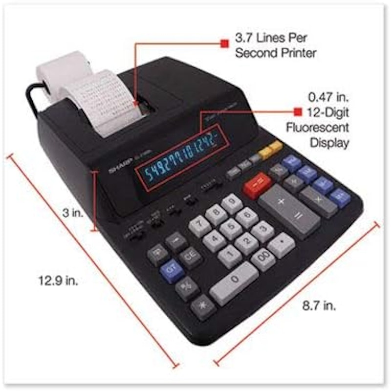 Calculadora 12 Dígitos Impressão Bicolor Preta 4