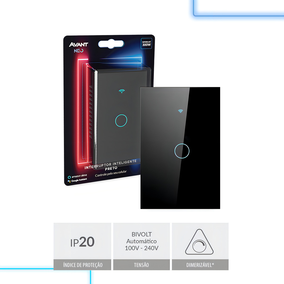 Interruptor Inteligente Wi-Fi 1 Botão 4x2 4