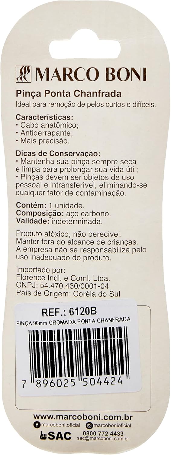 Pinça para Sobrancelha em Aço Carbono com Ponta Chanfrada 3