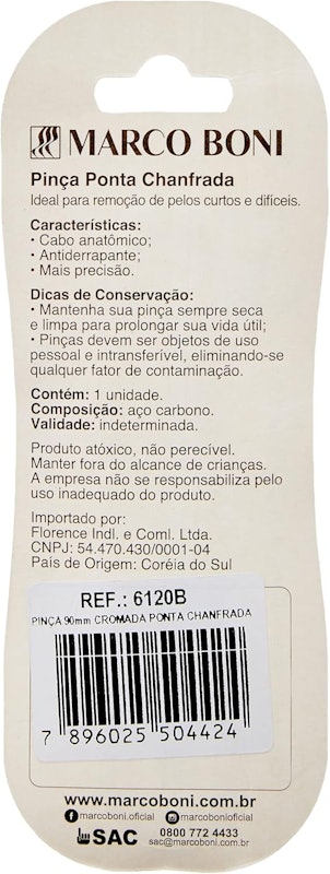 Pinça para Sobrancelha em Aço Carbono com Ponta Chanfrada 3