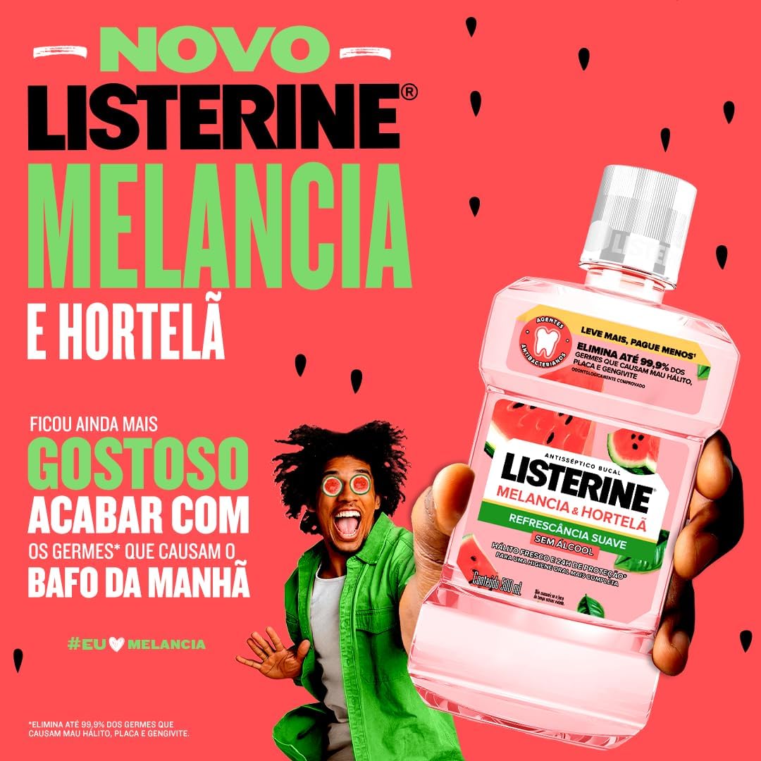 Antisséptico Bucal Listerine Melancia e Hortelã Refrescância Suave Sem Álcool 3