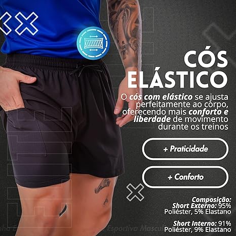 Short com Bermuda Interna e Bolso Traseiro com Zíper 5