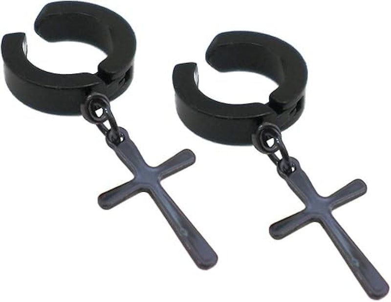 Brinco Argola Lisa Articulada com Cruz 1