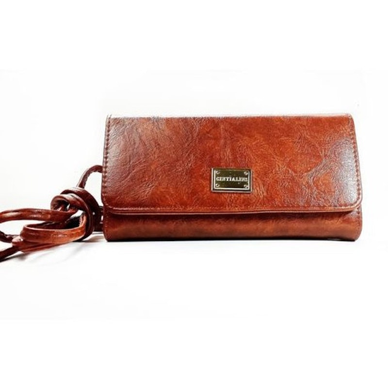 Bolsa Carteira Feminina Couro Marrom Com Alça Removível 1