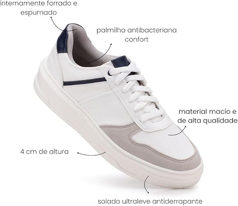 Sapatênis Masculino Casual Couro Confortável 4