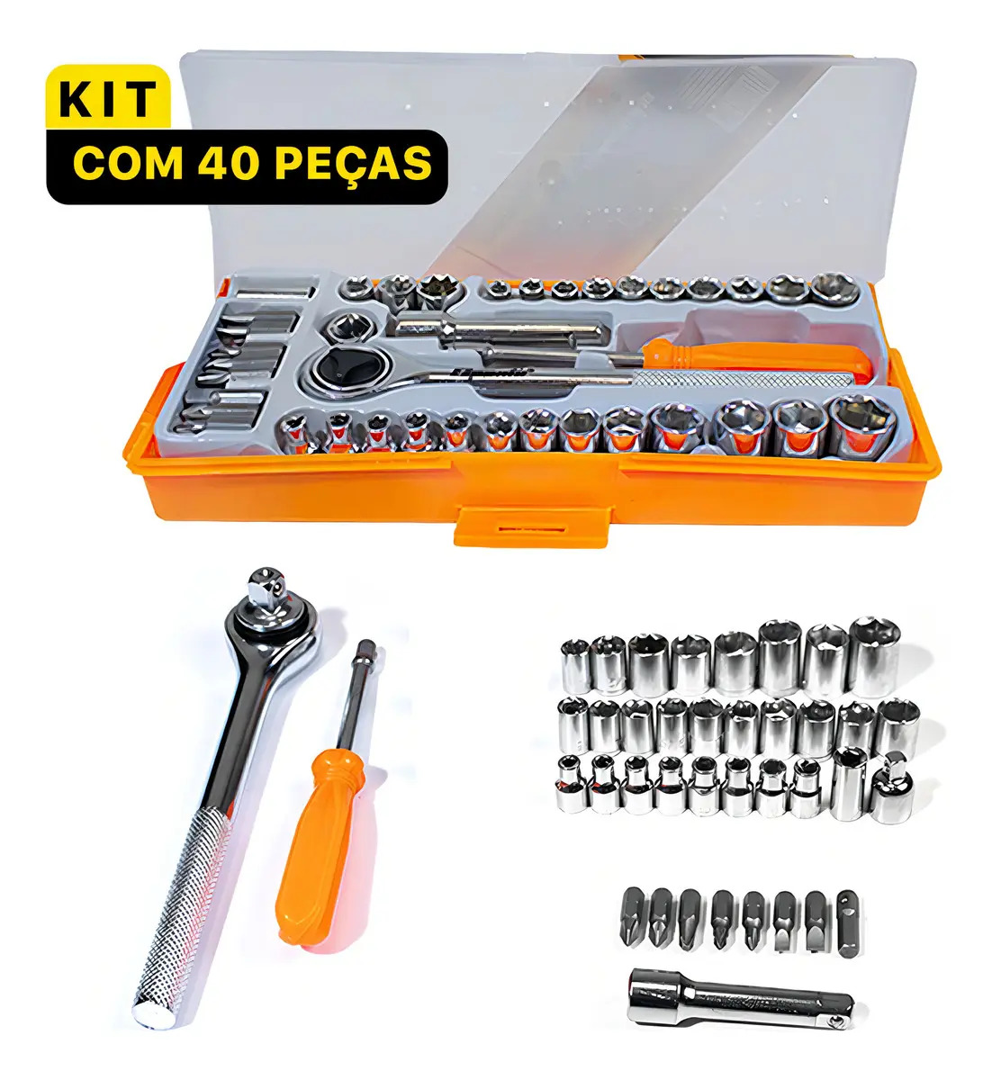 Jogo de Bits e Soquetes com Chave Catraca 40 Peças 4