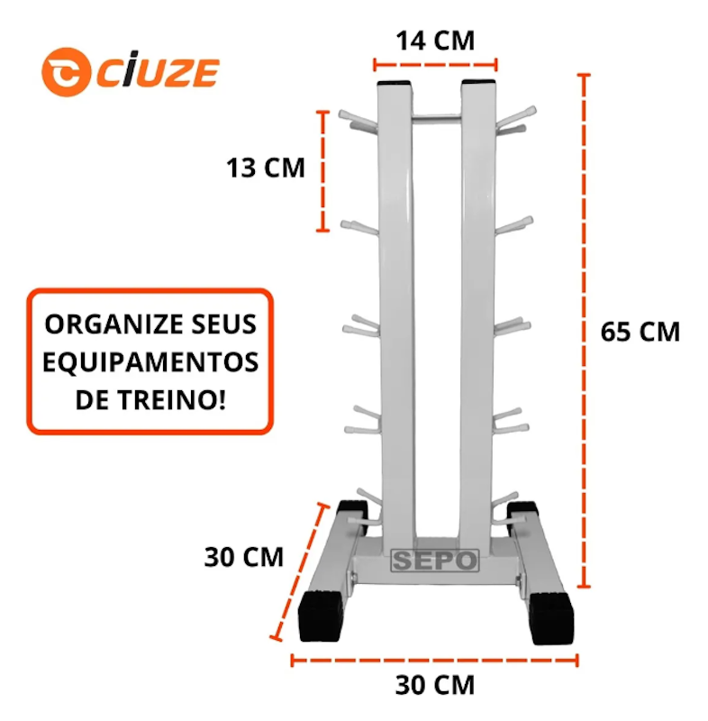 Suporte para 10 Halteres de Chão Branco 3