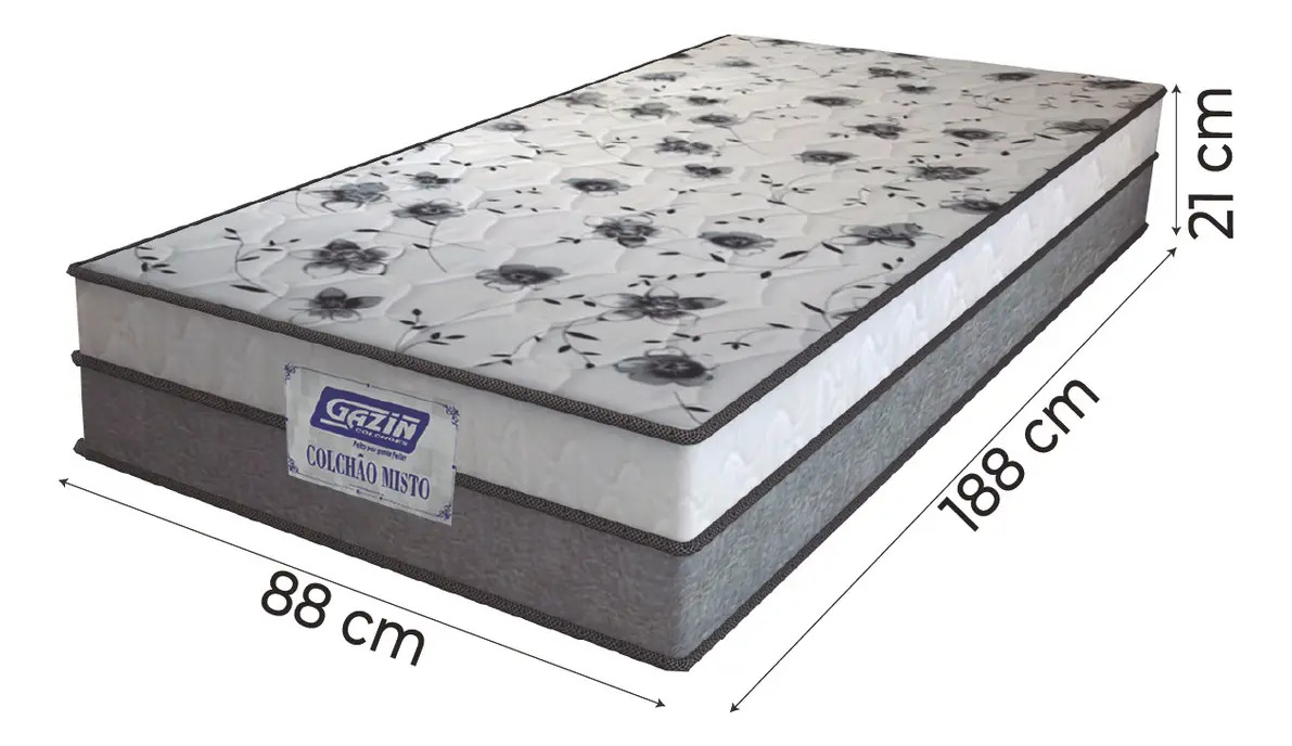 Colchão Solteiro Espuma D33 Fort 88 x 188 x 21 cm Gazin 2