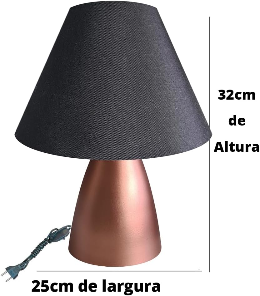 Abajur para Sala ou Quarto com Base em Alumínio Pintado e Cúpula 2