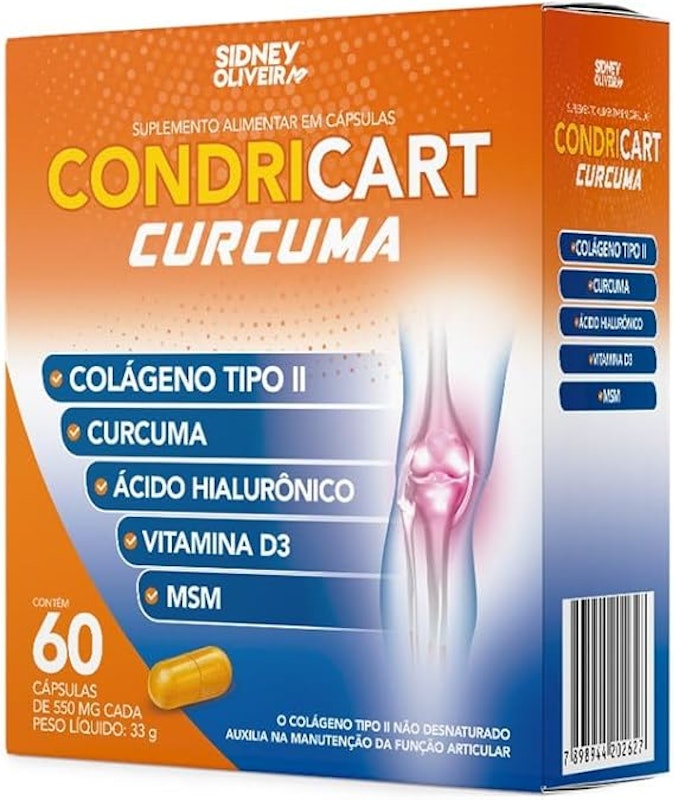 Colágeno Tipo II + Cúrcuma + Ácido Hialurônico + Vitamina D3 + MSM Condricart Cúrcuma 1