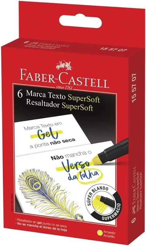 Marca Texto em Gel SuperSoft Amarelo 6 Unidades 1