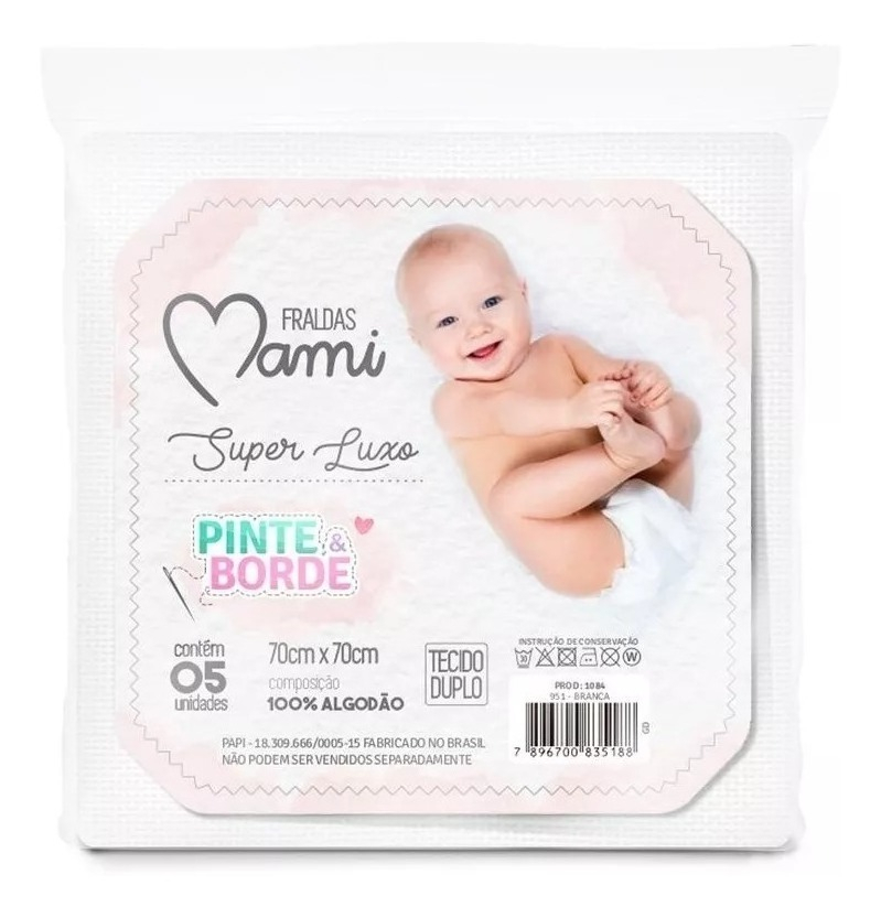 Fralda Luxo Mami Pinte e Borde Branca 1