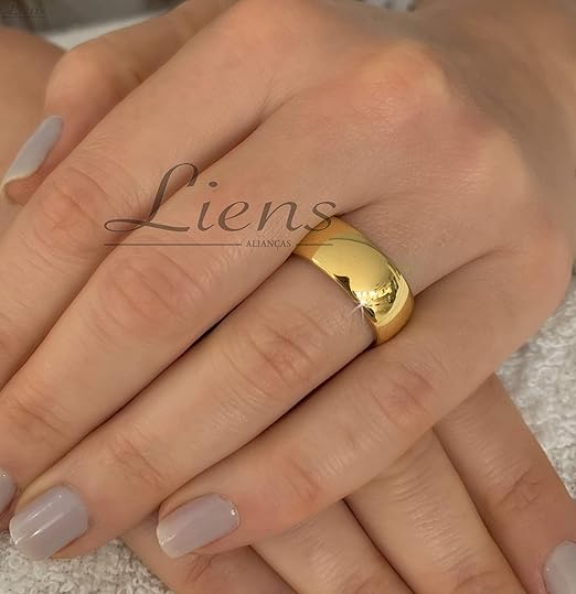 Par de Alianças Ouro 18 K Tradicional Banhada 8 mm 2