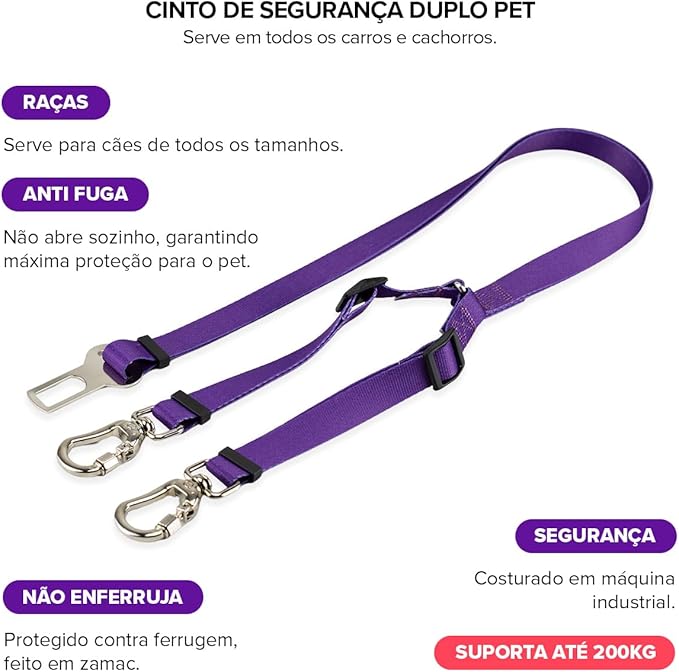 Cinto de Segurança Pet Duplo Universal 3