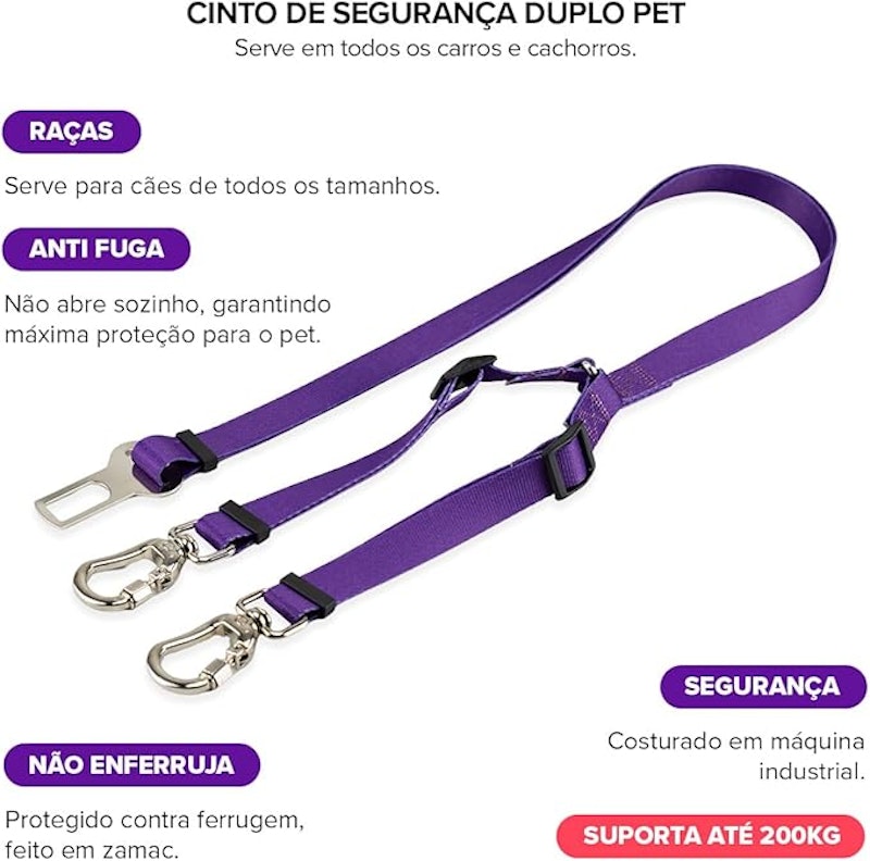 Cinto de Segurança Pet Duplo Universal 3