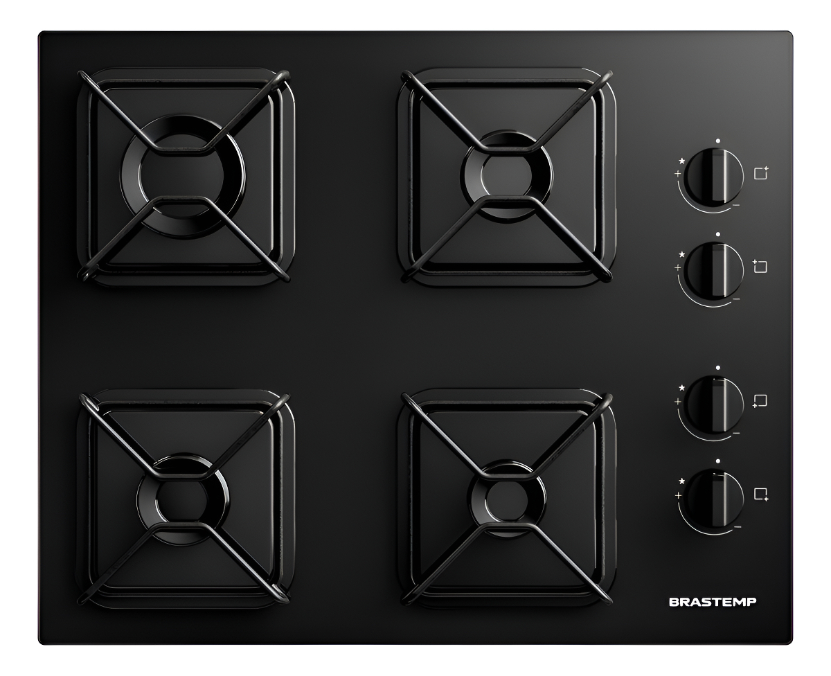 Cooktop Brastemp 4 Bocas a Gás com Grades de Ferro Aramado e Chama Simmer 1