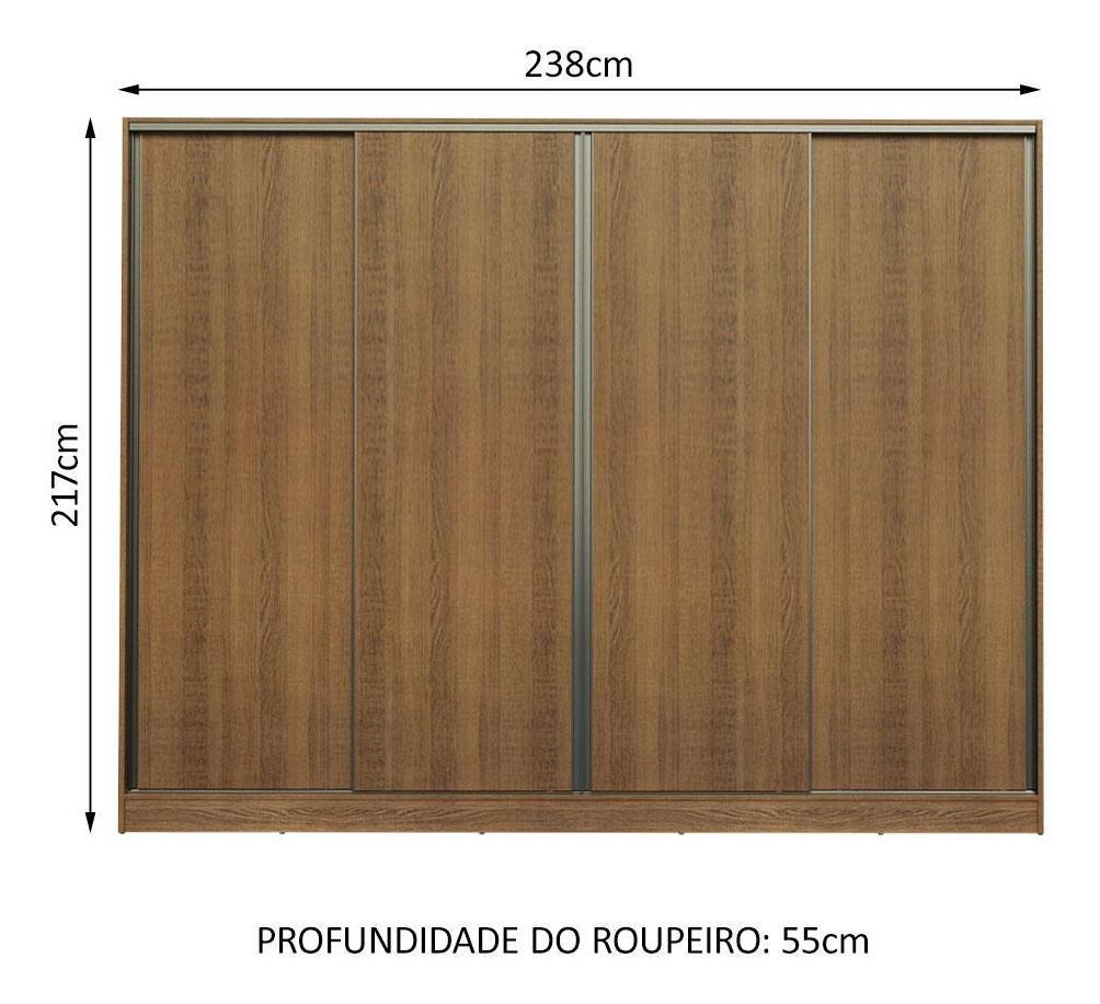 Guarda-Roupa Casal Apolo 4 Portas de Correr Rustic 3