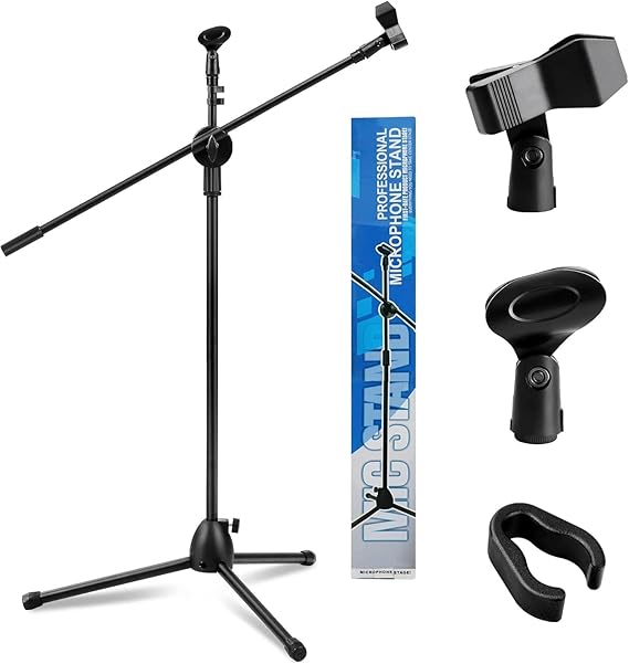 Pedestal de Microfone Girafa e Reto com 2 Cachimbo 1