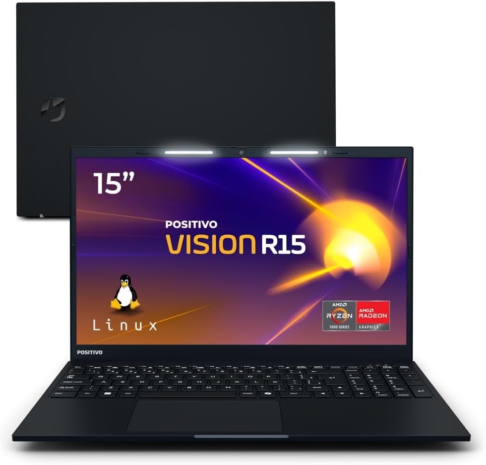 Notebook Positivo Vision R15 AMD Ryzen 7-5700U Linux 8 GB RAM e 256 GB SSD 15,6” IPS Full HD Lumina Bar 1