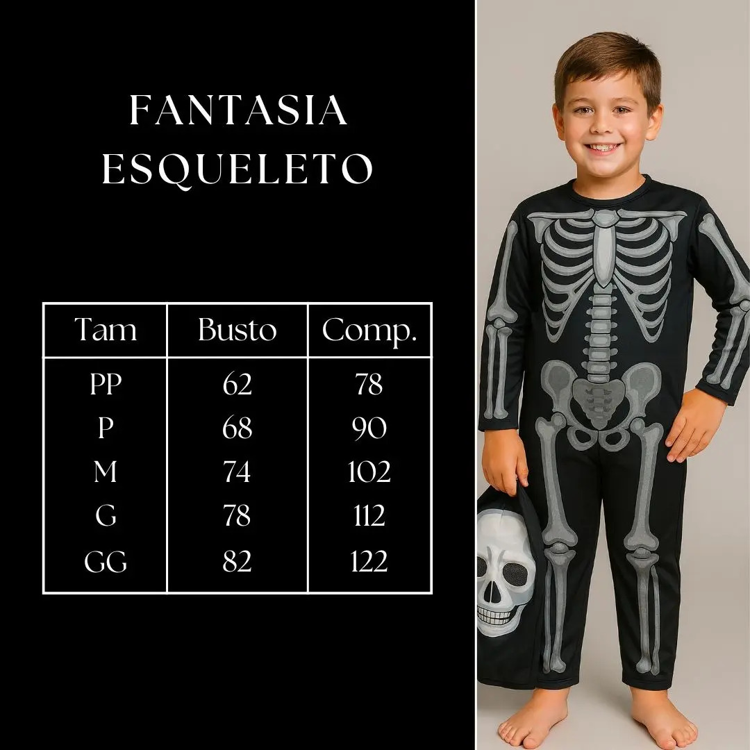 Fantasia Infantil Esqueleto Caveira 4