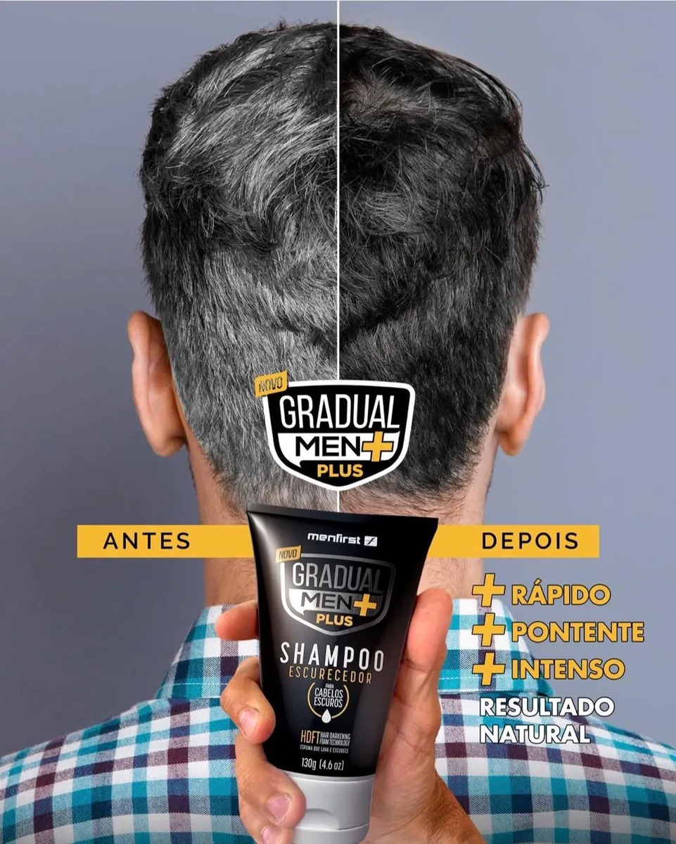 Shampoo Escurecedor de Cabelo Gradual Men PLUS + Potente + Rápido + Escuro 2