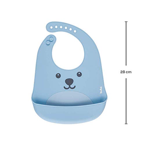 Babador de Silicone com Pega Migalhas Gumy Azul 3