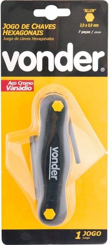 Jogo de Chaves Hexagonais Allen Curtas com Suporte Plástico 2 a 8 mm 7 Peças 2