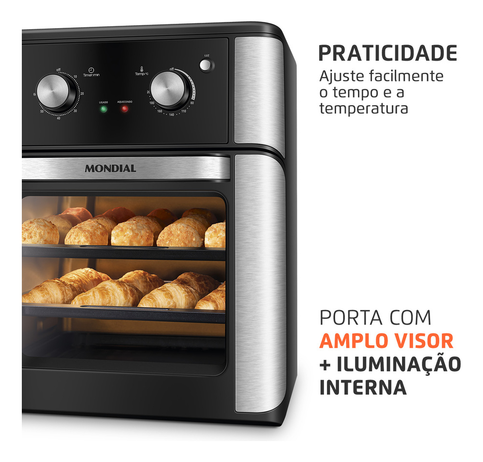 Fritadeira Air Fryer Forno Oven 12L Mondial Preto 2000W 4