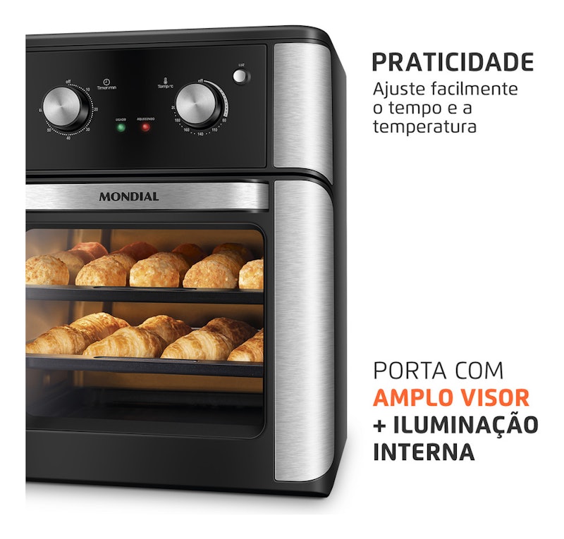Fritadeira Air Fryer Forno Oven 12L Mondial Preto 2000W 4