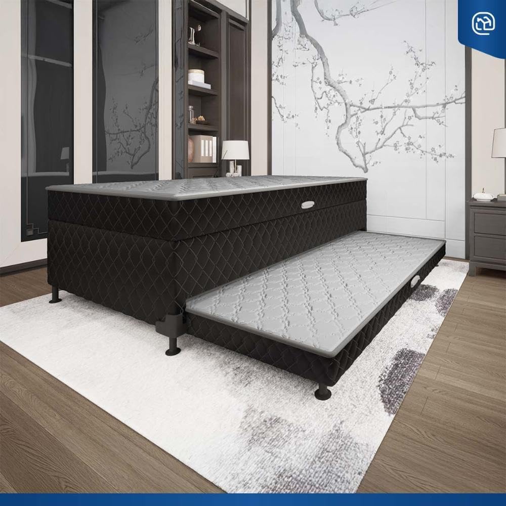 Cama Box Baú com Colchão de Espuma Acoplado e Auxiliar de Molas Lyon 2