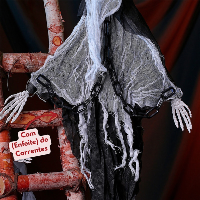 Decoração Festa Halloween Kit Fantasma Acorrentado Luz e Som 3
