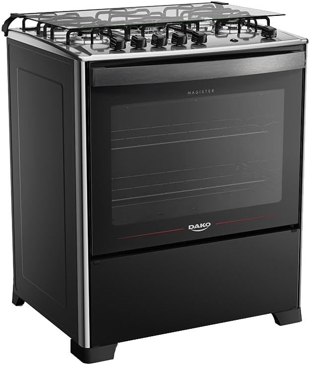 Fogão 5 Bocas Preto com Mesa de Inox Dako Magister 1