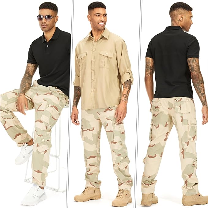 Calça Masculina Tática Casual, Estilo Camuflado 4